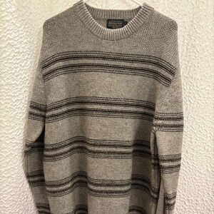Pendleton Gray Striped Crew Neck Sweater 50% Wool 50% Alpaca Men's Size XL